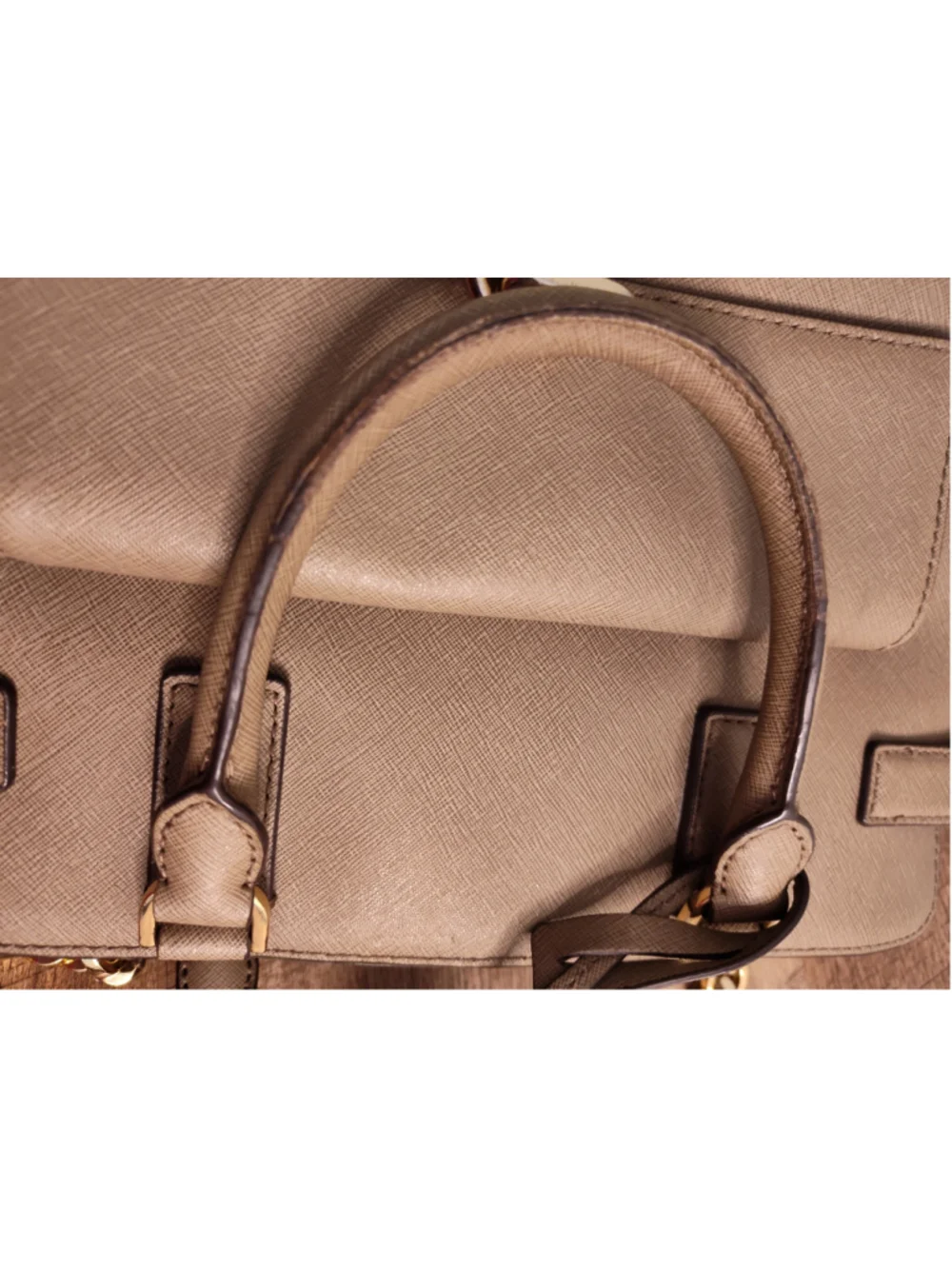 Women's Michael Kors Satchel Bag One Size Taupe Gold